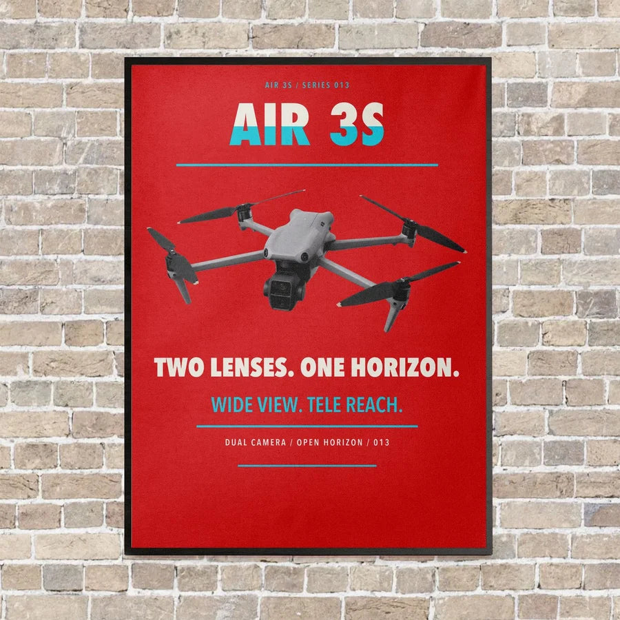 DJI Air 3S vertical canvas print - framed - red background