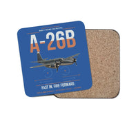 Thumbnail for A-26B Invader design on blue 1 piece coaster
