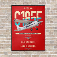 Thumbnail for Cessna A185F Skywagon vertical canvas print - framed - red background