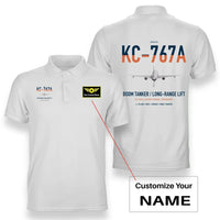 Thumbnail for Boeing KC-767A design on white+name double-side polo t-shirt, double-side print