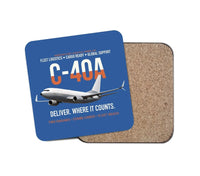 Thumbnail for C-40A Clipper Fleet Logistics Ready design on blue 1 piece coaster