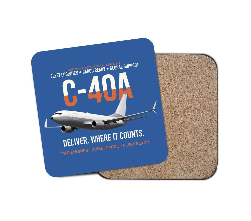 C-40A Clipper Fleet Logistics Ready design on blue 1 piece coaster