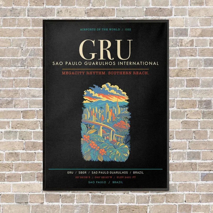 Sao Paulo Guarulhos International Airport GRU - Canvas Framed - Black