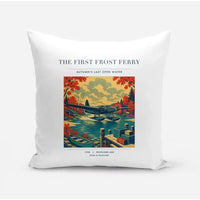 Thumbnail for VINTAGE G4433 - The First Frost Ferry - Designed Pillows design on white