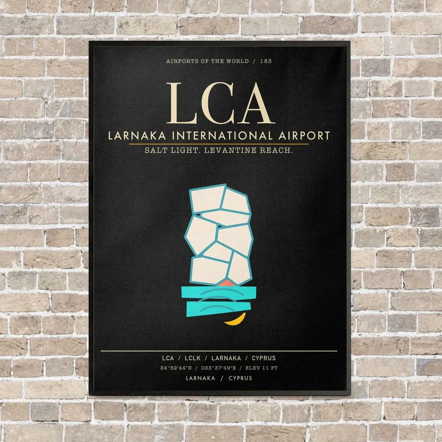 Larnaka International Airport LCA - Canvas Framed - Black