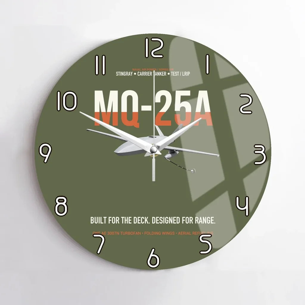 MQ-25A STINGRAY design on green army no frame wall clock
