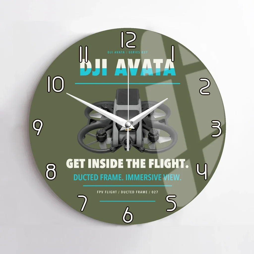 DJI Avata design on green army no frame wall clock
