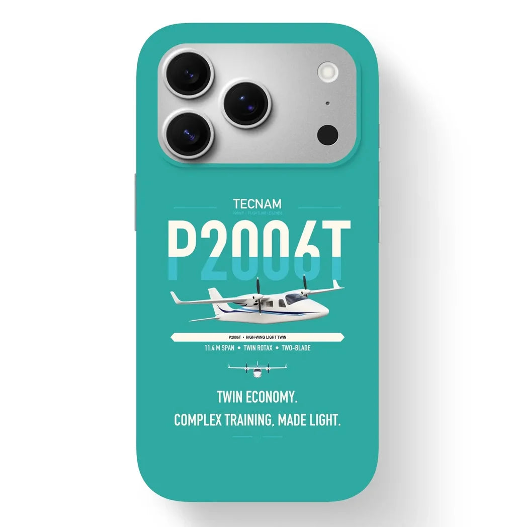 Tecnam P2006T design on turquoise magsafe iphone case, for iPhone 17 Pro
