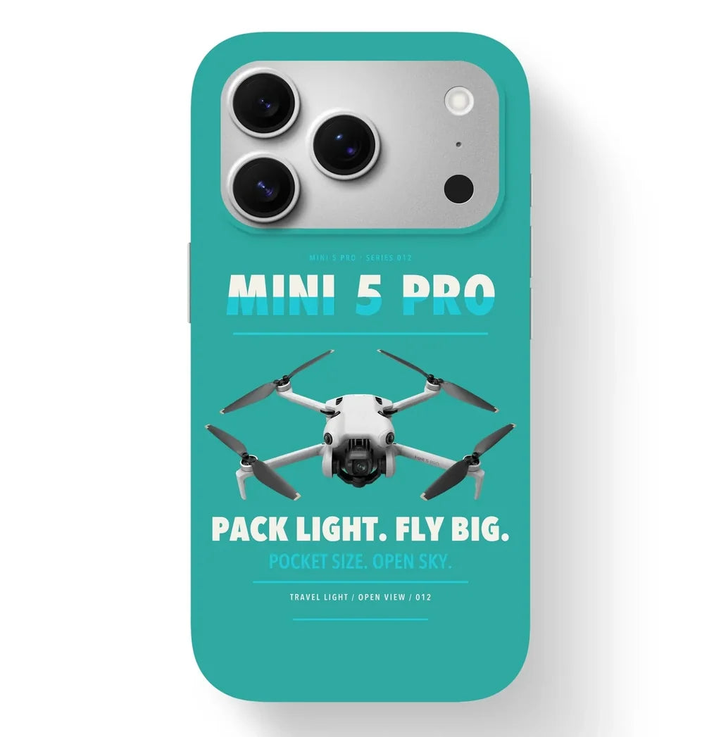 DJI Mini 5 Pro Case design on turquoise iphone case