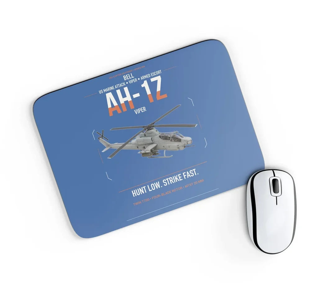 Bell AH-1Z Viper design on blue rectangle mouse pad
