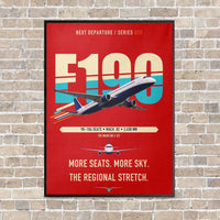 Thumbnail for Embraer E190 vertical canvas print - framed - red background