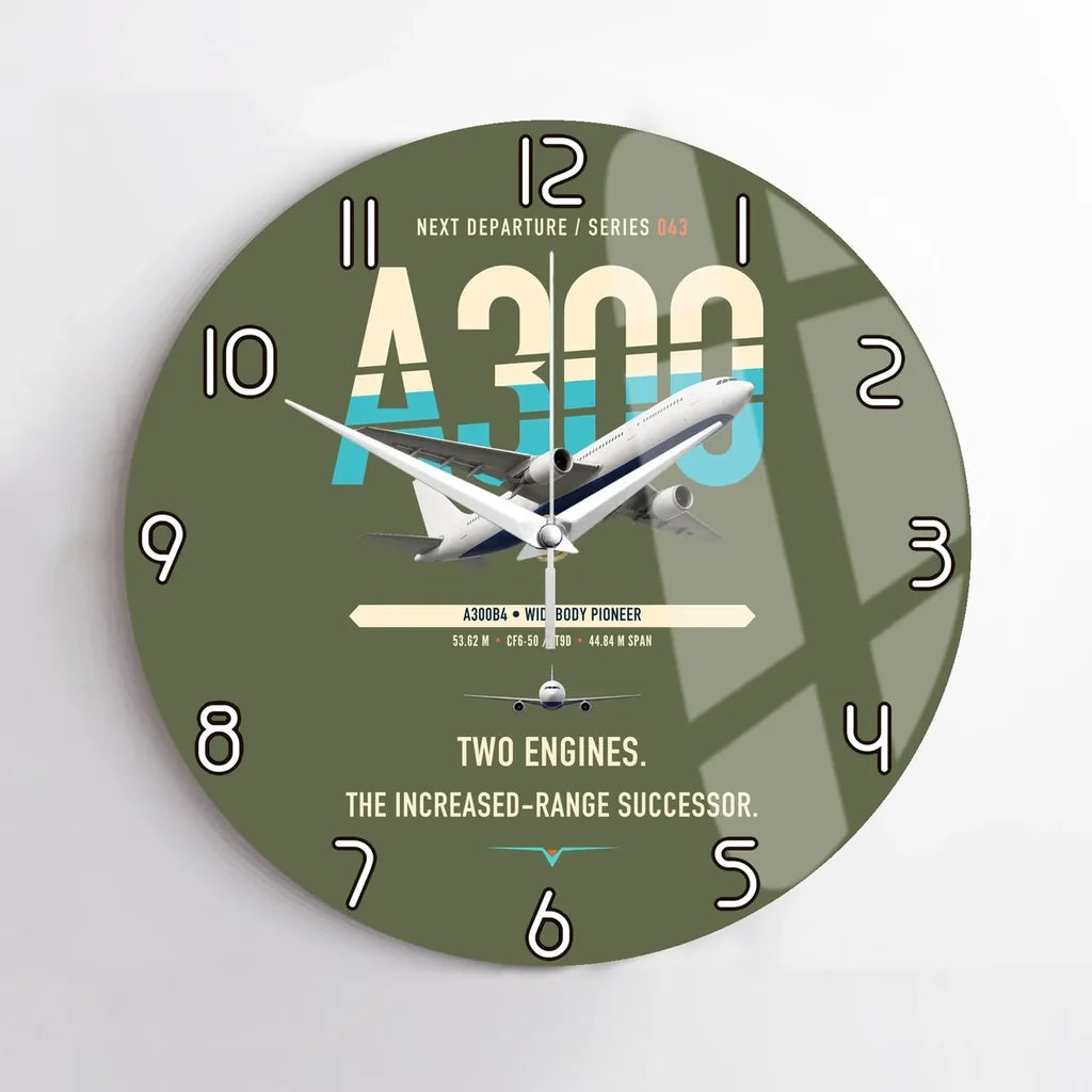 Airbus A300B4 design on green army no frame wall clock