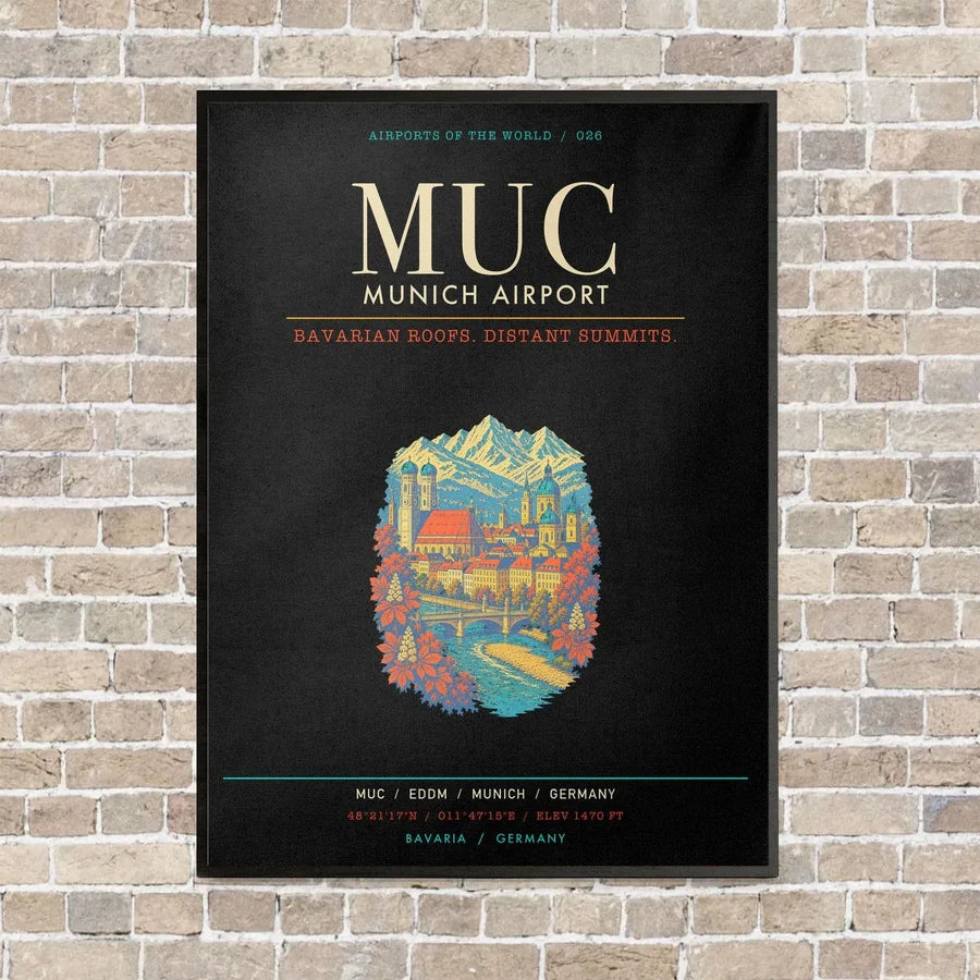 Munich Airport MUC - Canvas Framed - Black