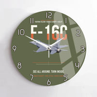 Thumbnail for F-16C Fighting Falcon See All Around Turn Inside design on green army no frame wall clock