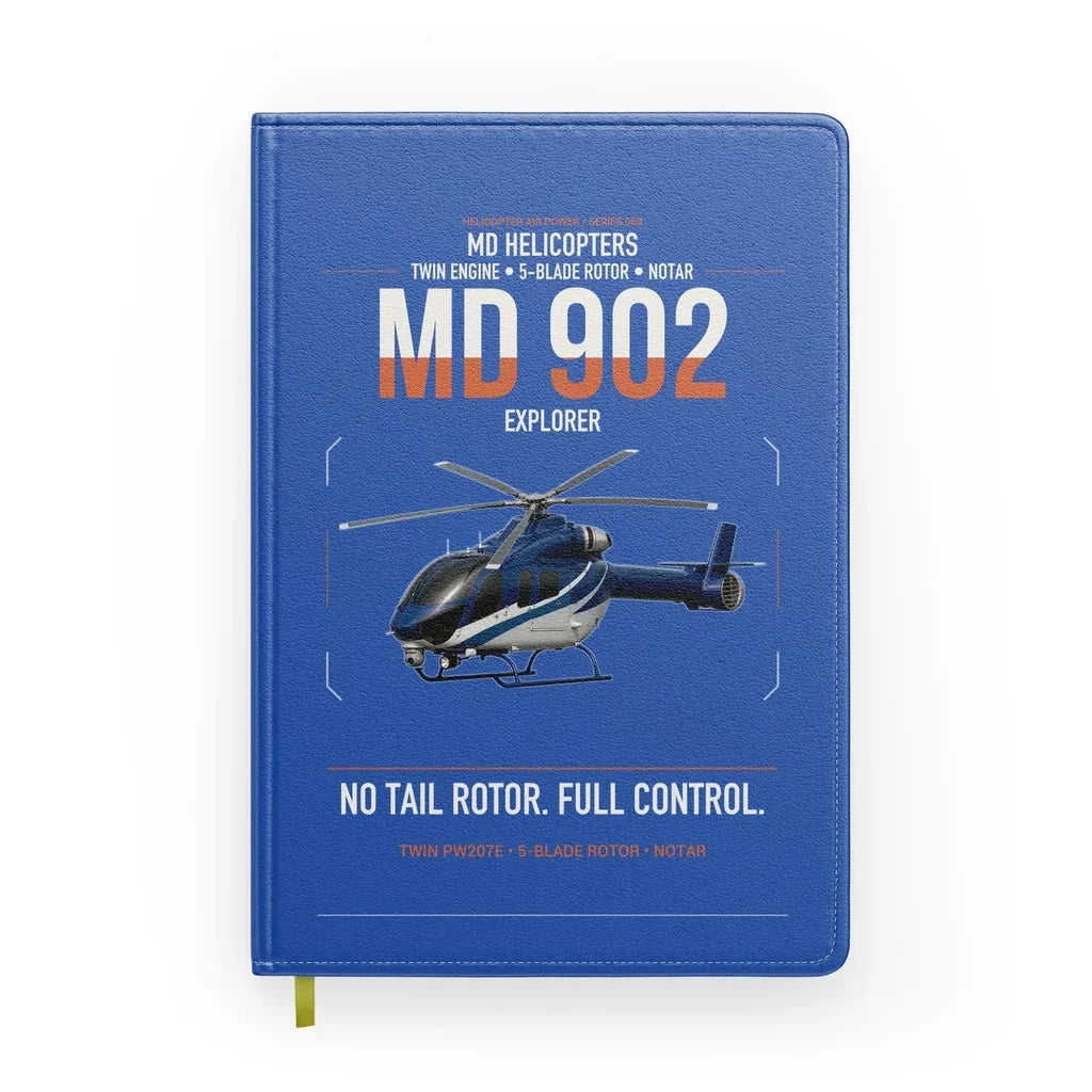 MD Helicopters MD 902 Explorer design on blue notebook