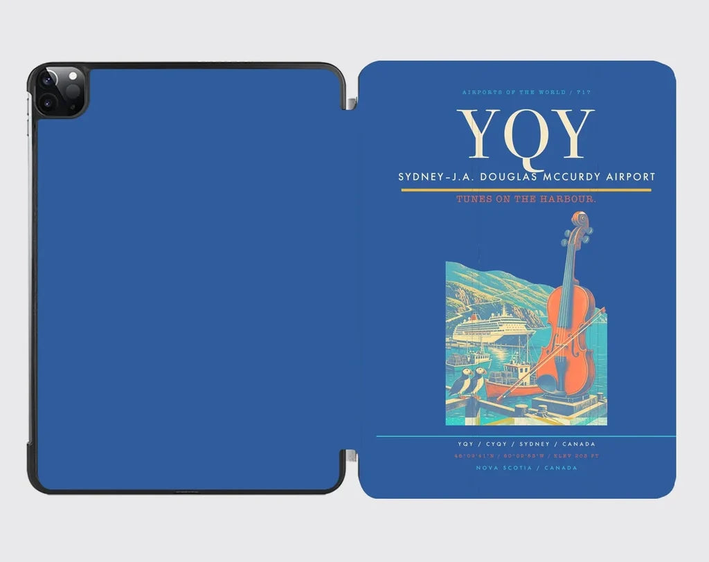 Sydney–J.A. Douglas McCurdy Airport (YQY) design on blue ipad tablet case
