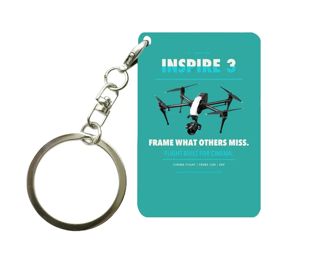 DJI Inspire 3 Key Chain design on turquoise key chain