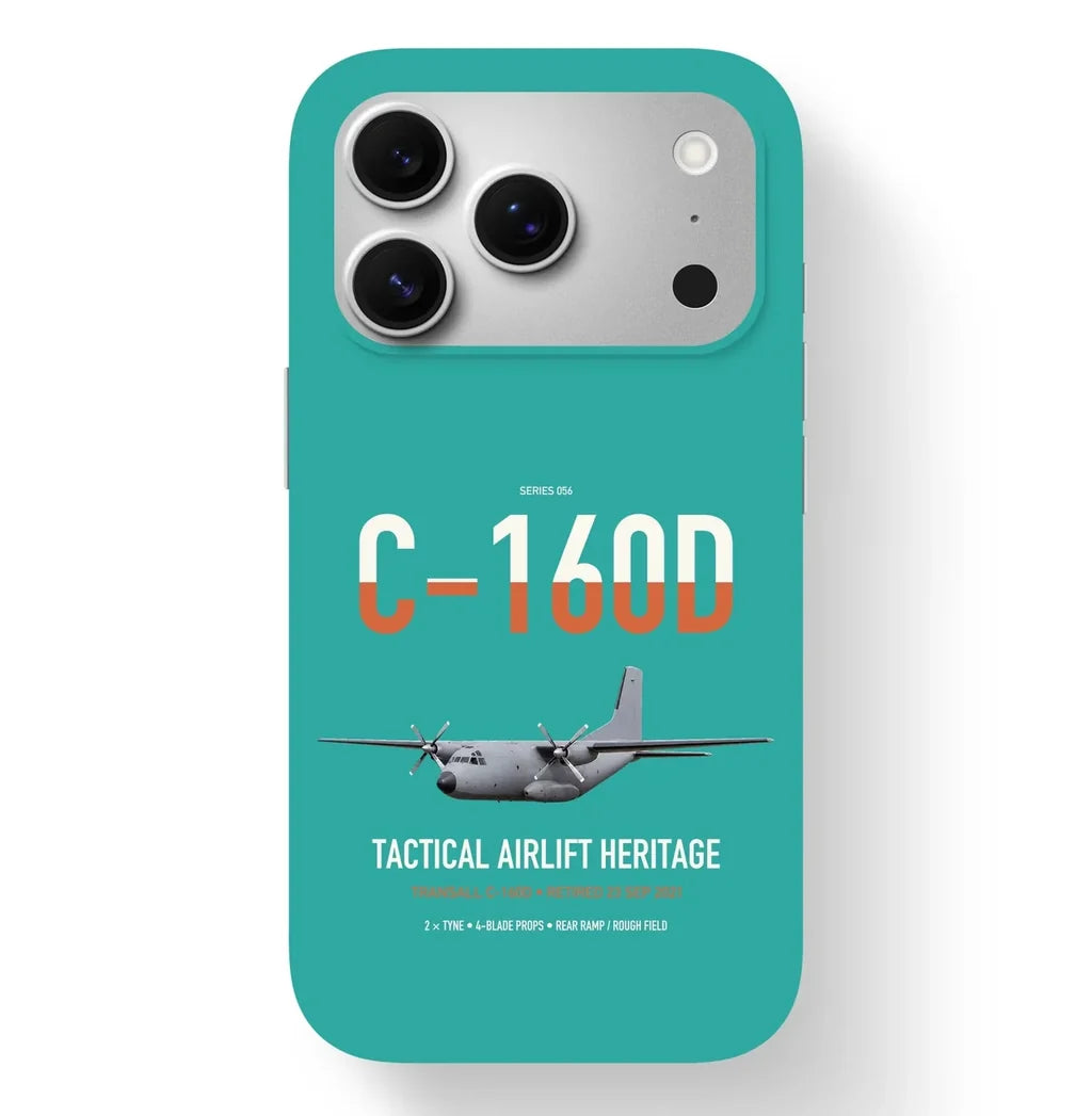 Transall C-160D design on turquoise magsafe iphone case, for iPhone 17 Pro