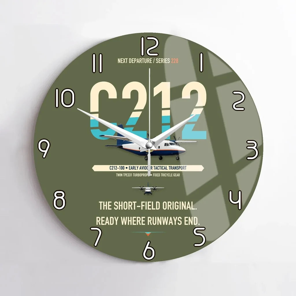 CASA C-212-100 Aviocar design on green army no frame wall clock