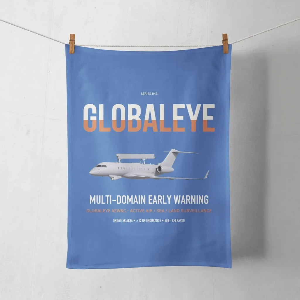 Saab GlobalEye design on blue towel