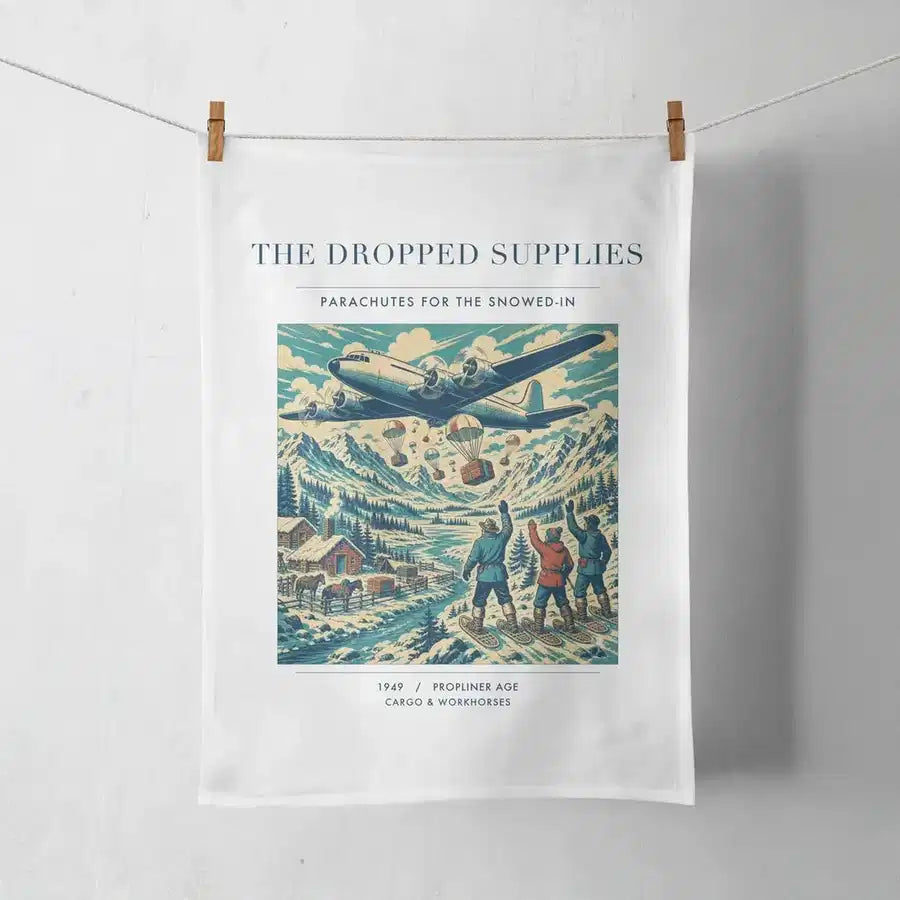 VINTAGE G4234 - The Dropped Supplies - Designed Towels design on white
