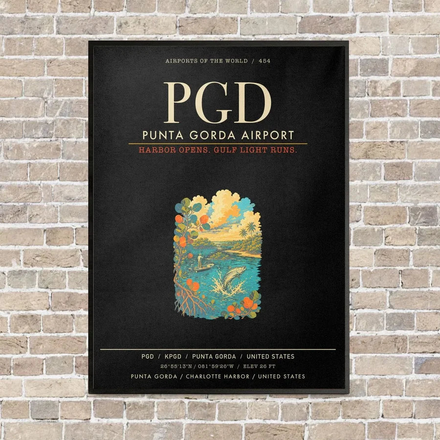 Punta Gorda Airport PGD - Canvas Framed - Black