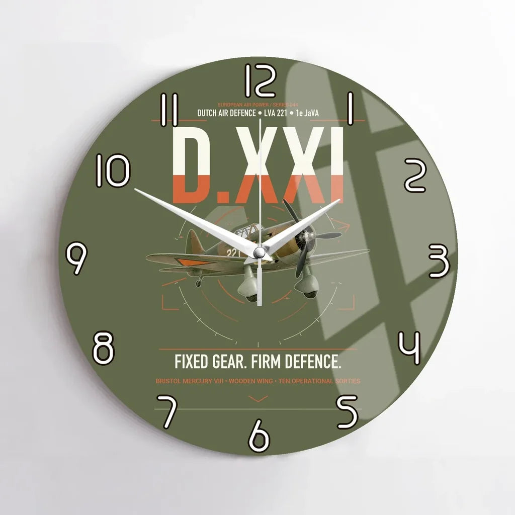 Fokker D.XXI — Dutch LVA aircraft 221 design on green army no frame wall clock