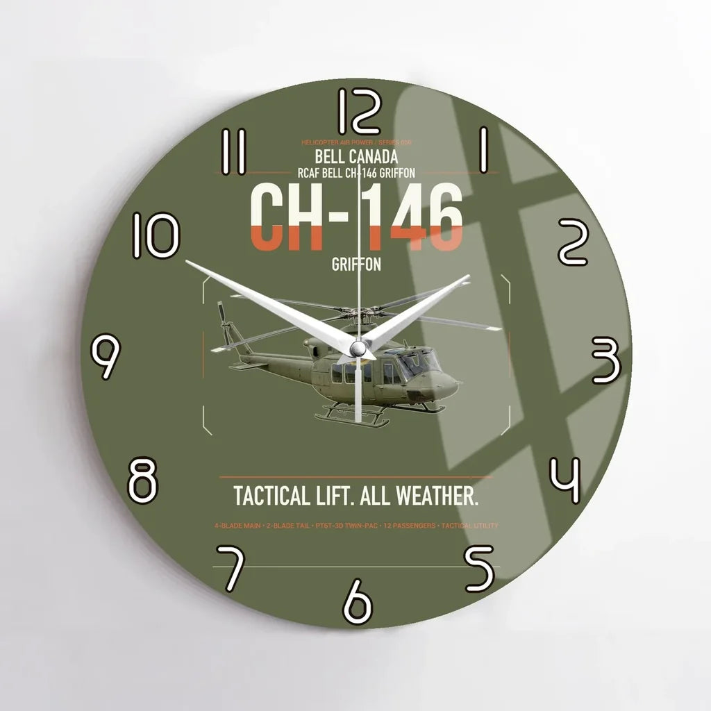 Bell Canada CH-146 Griffon design on green army no frame wall clock