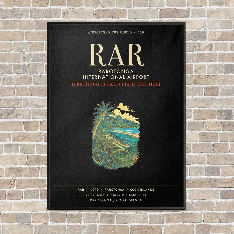 Rarotonga International Airport RAR - Canvas Framed - Black