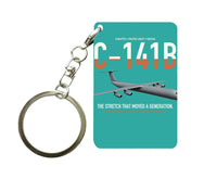 Thumbnail for C-141B Starlifter design on turquoise designed key chain, double-side print