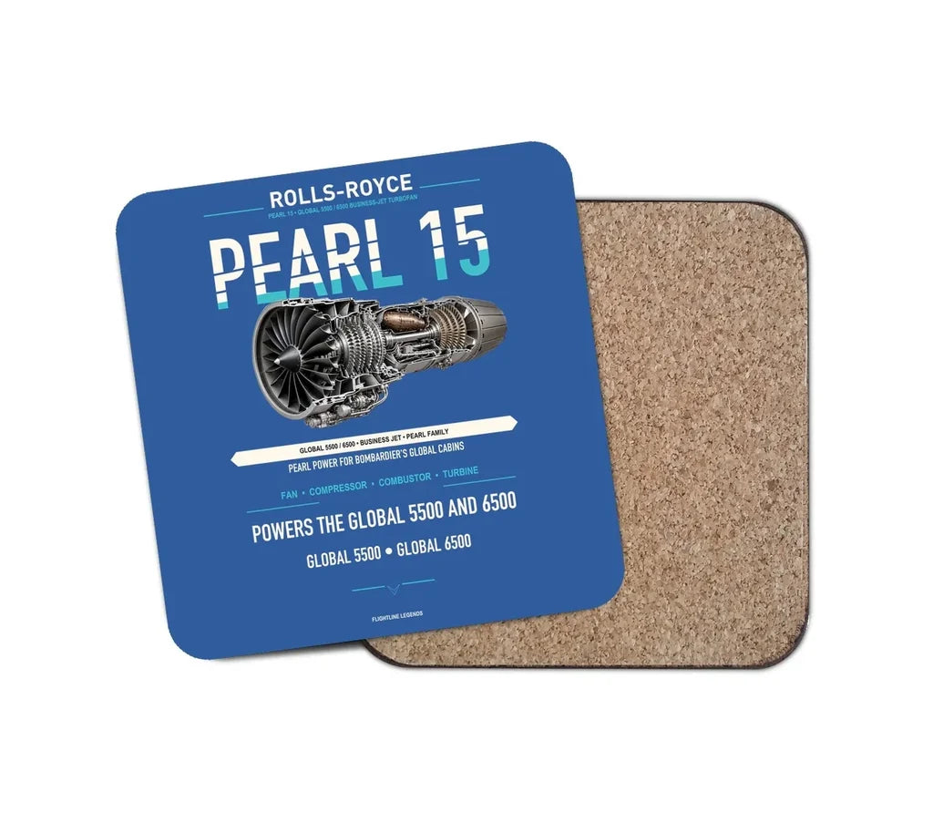 PEARL 15 design on blue 1 piece coaster