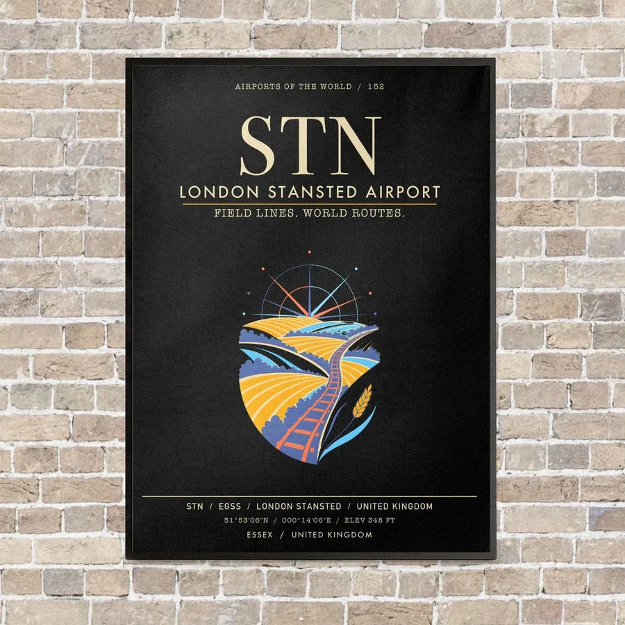 London Stansted Airport STN - Canvas Framed - Black