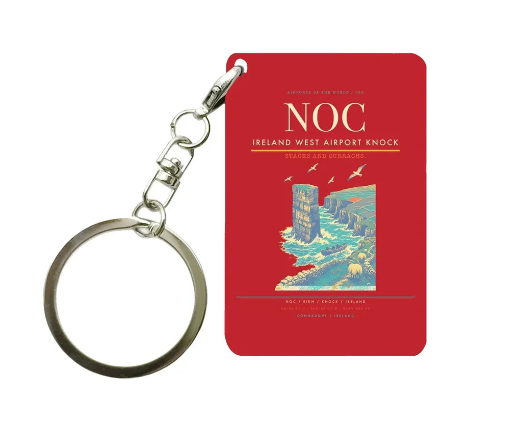 Ireland West Airport Knock (NOC) design on red key chain