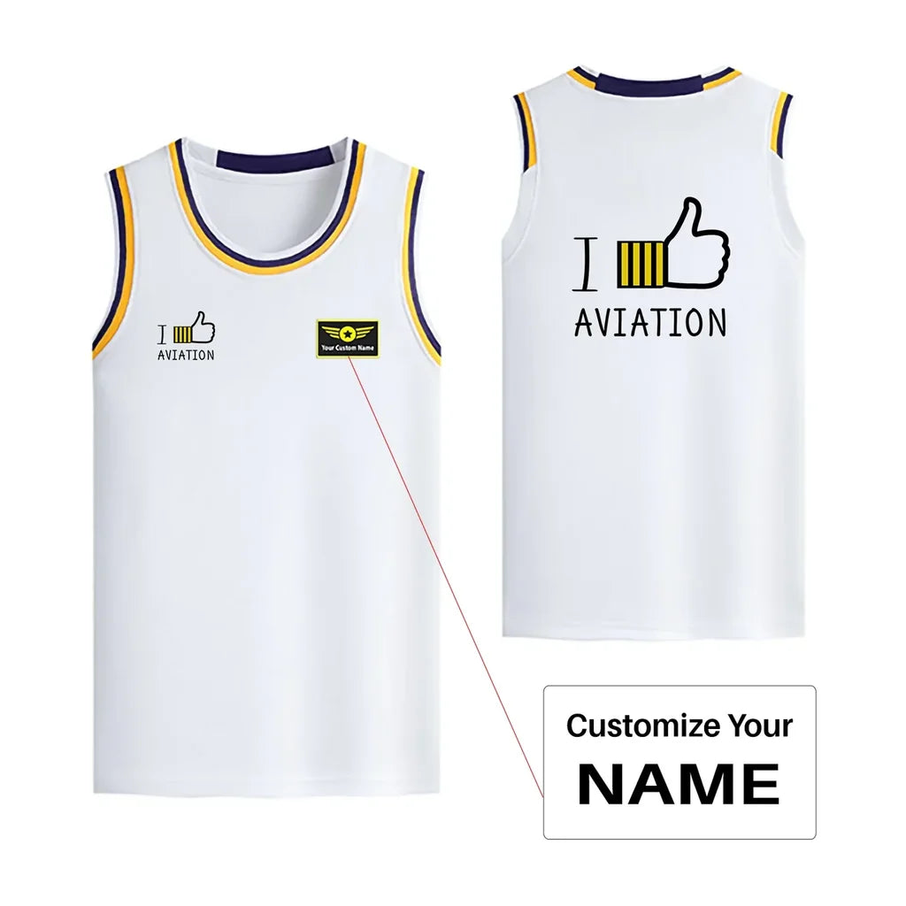 I Like Aviation Designed Basketball Style Sports Tank Tops - view 15