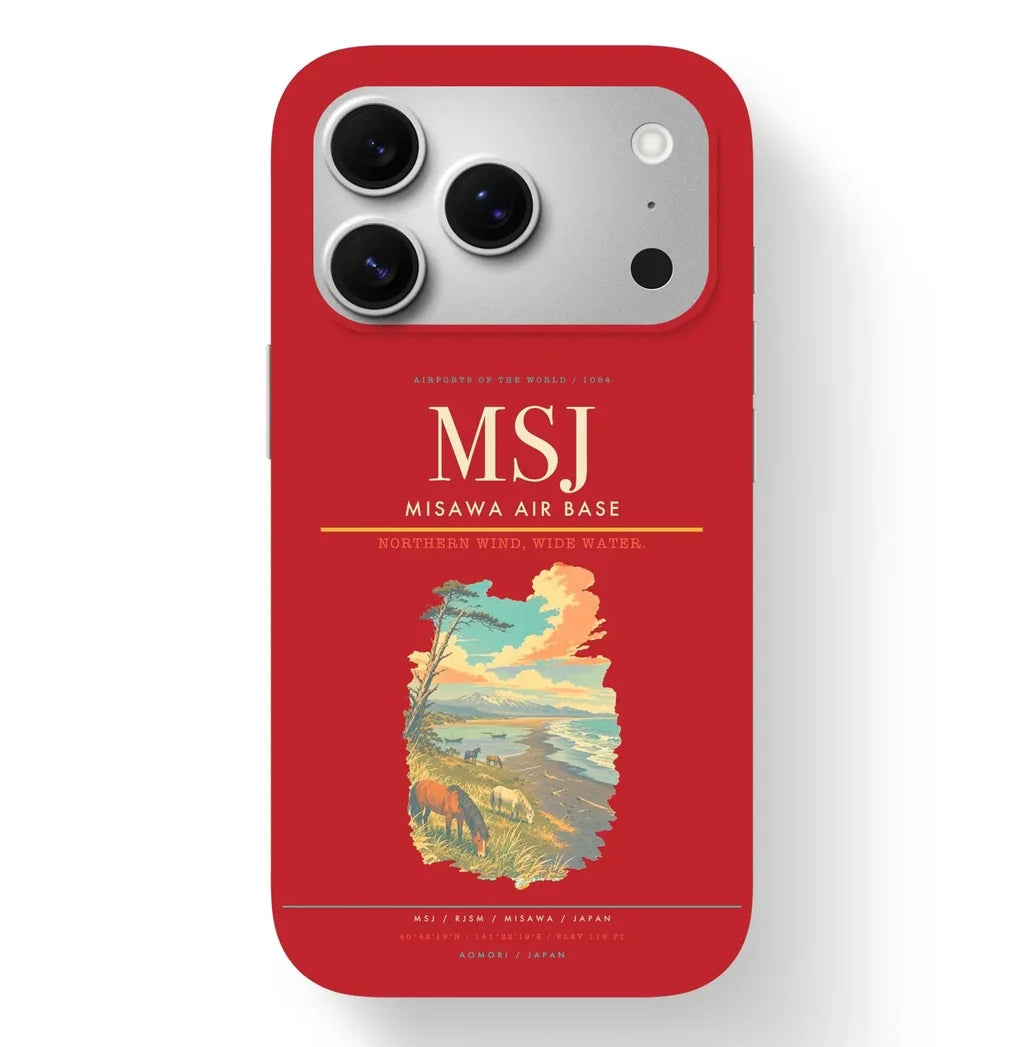 Misawa Airport (MSJ) design on red iPhone 17 Pro MagSafe case