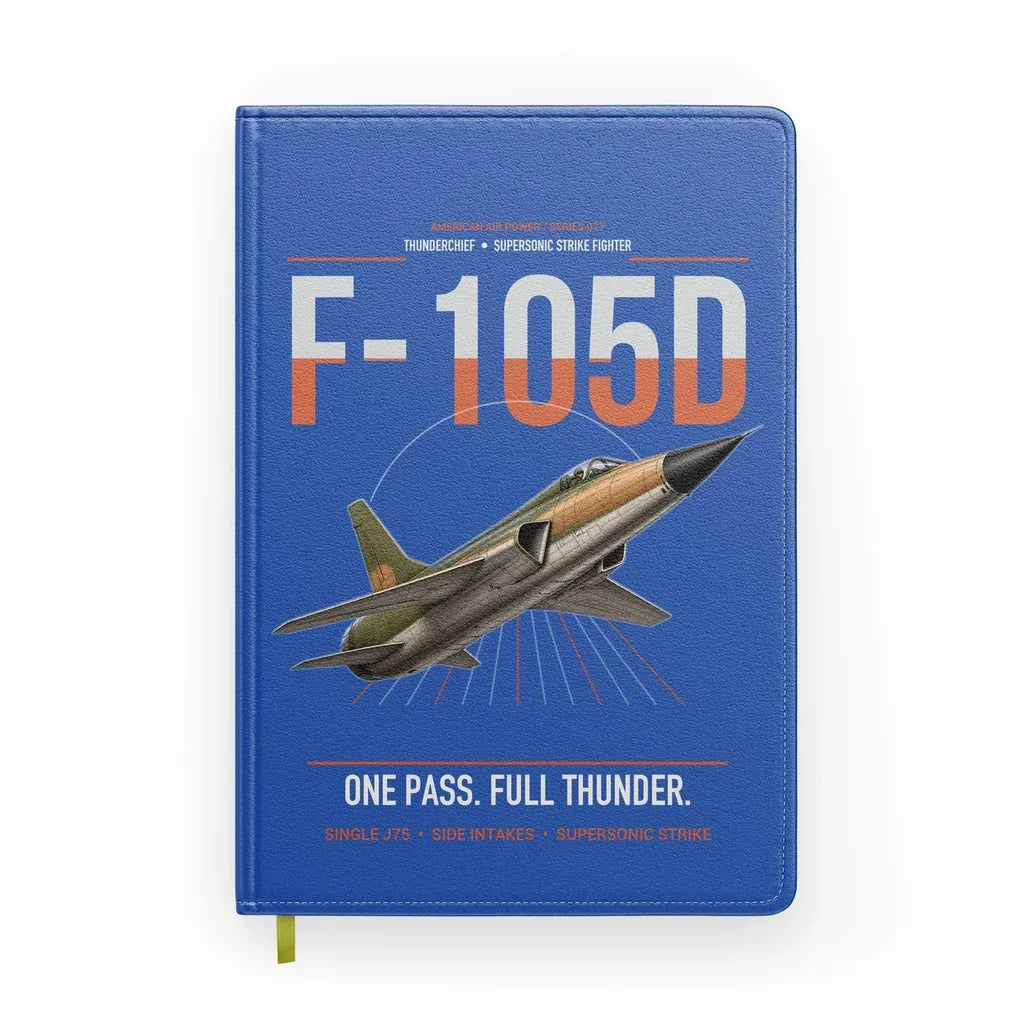 F-105D Thunderchief design on blue notebook