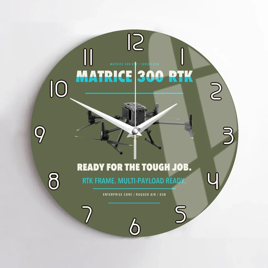 DJI Matrice 300 RTK design on green army no frame wall clock
