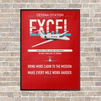 Thumbnail for Cessna Citation Excel vertical canvas print - framed - red background