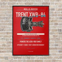 Thumbnail for TRENT XWB-84 vertical canvas print - framed - red background