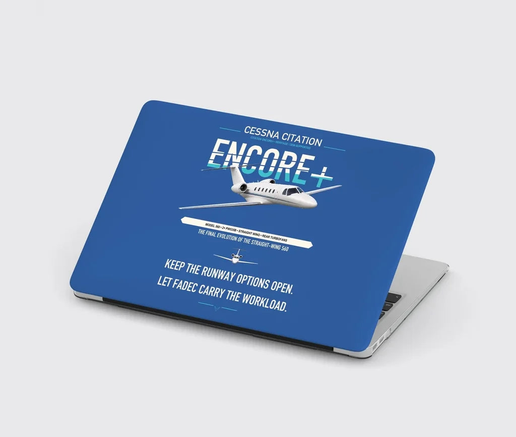 Cessna Citation Encore+ design on blue MacBook case