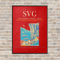 Thumbnail for Stavanger Airport, Sola SVG vertical canvas print - framed - red background