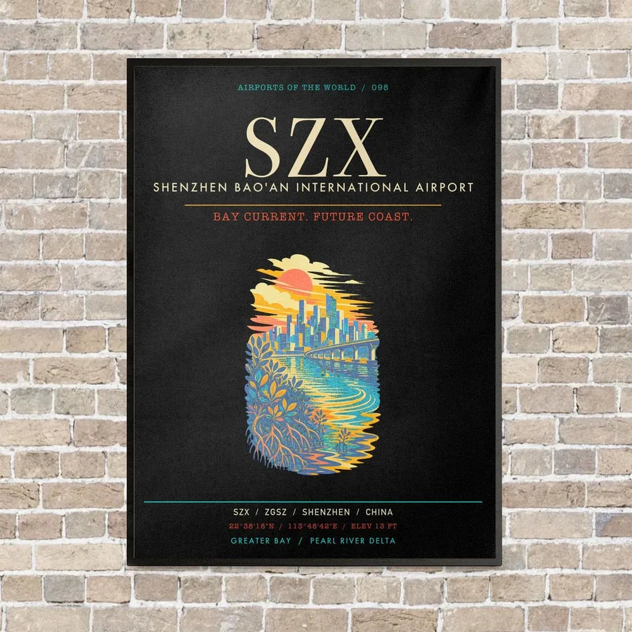 Shenzhen Bao'an International Airport SZX - Canvas Framed - Black
