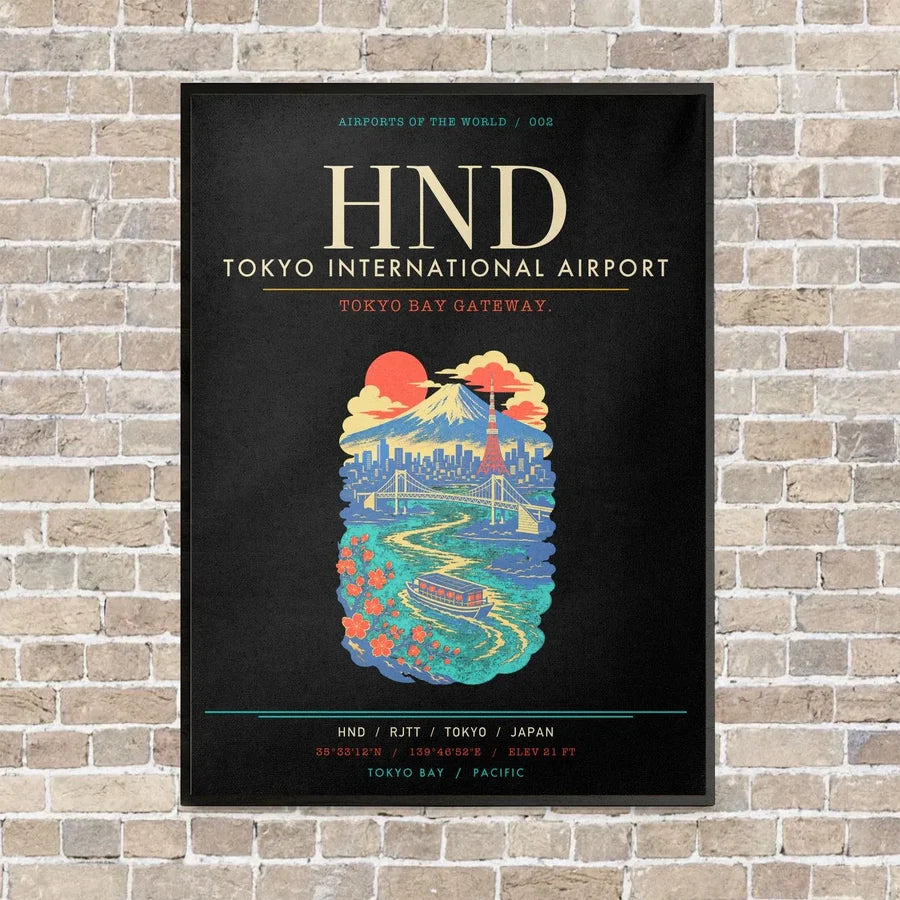 Tokyo Haneda Airport HND - Canvas Framed - Black