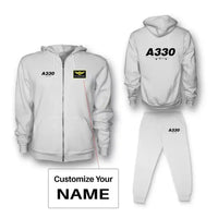 Thumbnail for Super Airbus A330 Zipped Hoodie - White + Name (Customizable)