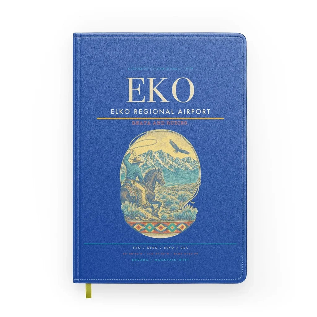 Elko Regional Airport (EKO) design on blue notebook