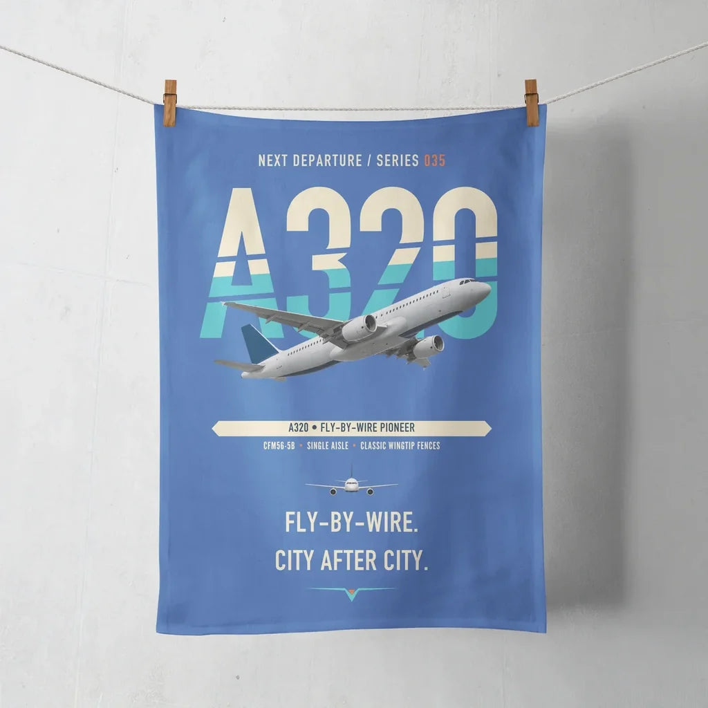 Airbus A320 design on blue towel