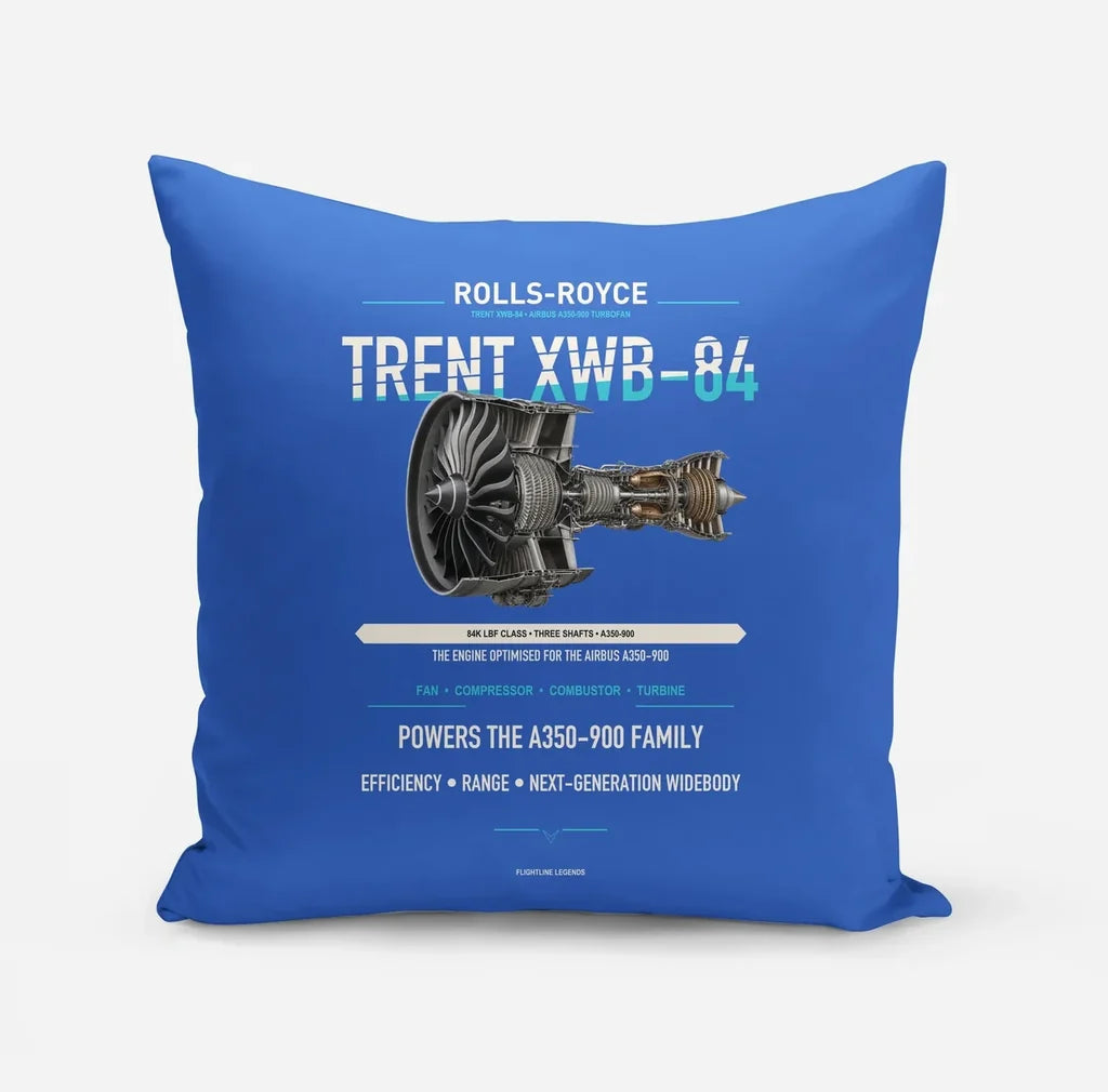 TRENT XWB-84 design on blue pillow