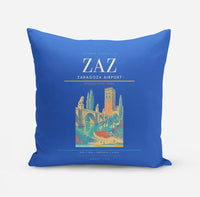 Thumbnail for Zaragoza Airport (ZAZ) design on blue pillow