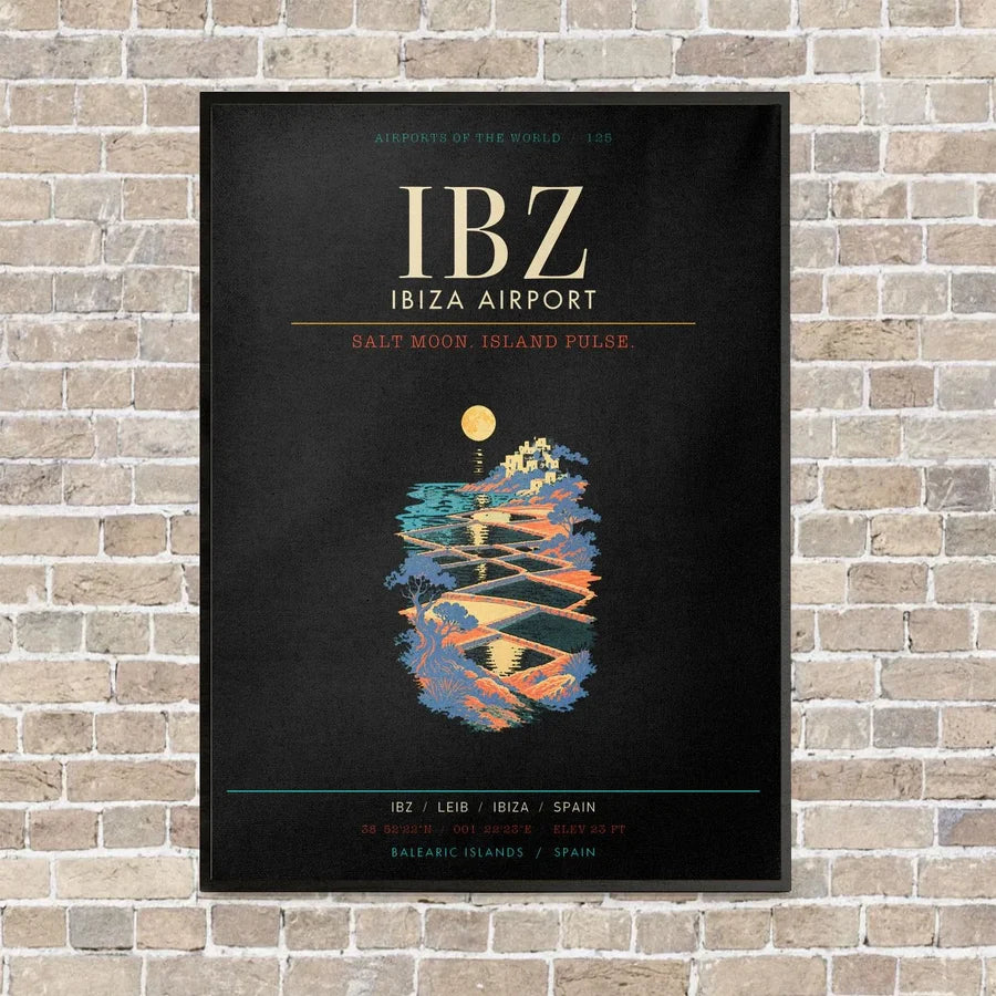 Ibiza Airport IBZ - Canvas Framed - Black