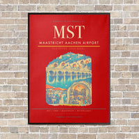 Thumbnail for Maastricht Aachen Airport MST vertical canvas print - framed - red background